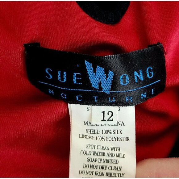 Sue Wong Vintage Black Pink Beaded Sequin Y2K 90s Silk Flapper V-Neck Dress 12 M - Picture 6 of 13